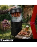 Скара барбекю пушилня с капак на дървени въглища термометър 3в1